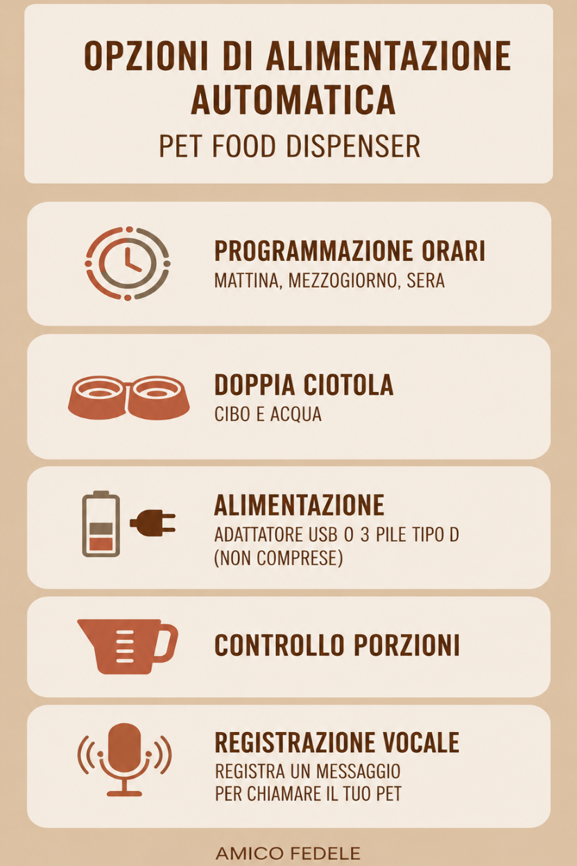 Dispenser Automatico Cibo e Acqua 2 in 1 per animali