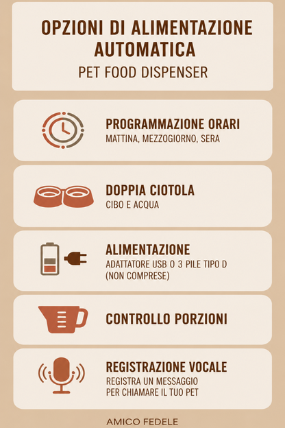 Dispenser Automatico Cibo e Acqua 2 in 1 per animali